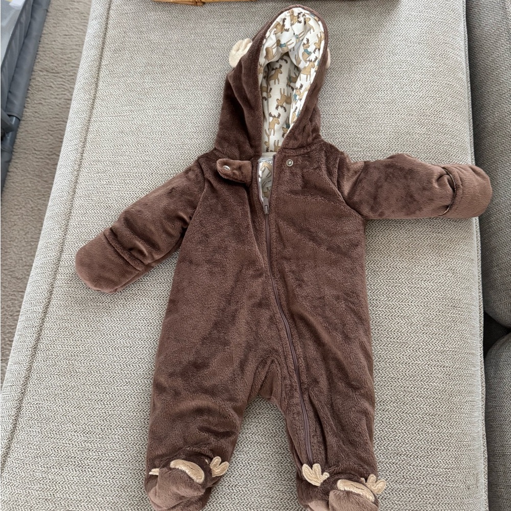Cozy Brown Hooded Baby One Piece